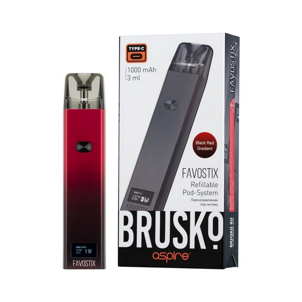 BRUSKO FAVOSTIX черно-красный градиент 1000 mAh